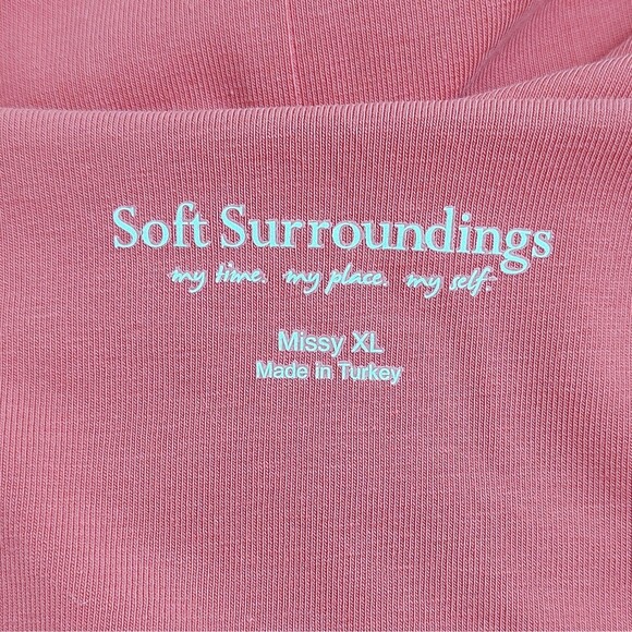 Soft Surroundings Wear Anywhere Dress Size Missy XL Stretch Faux Wrap Pink Coral - Picture 4 of 7